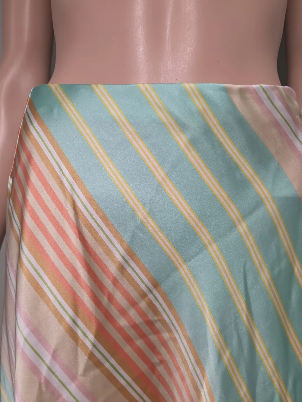 Zara Satin Striped Asymmetrical Midi Skirt Multicolor Size M